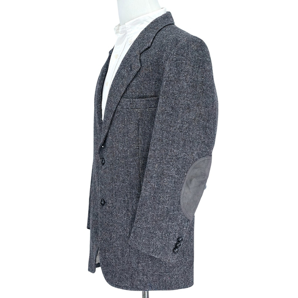 Pendleton Tweed Blazer Size 43 Men Gray Suede Elbow Patch USA Americana - Picture 3 of 16